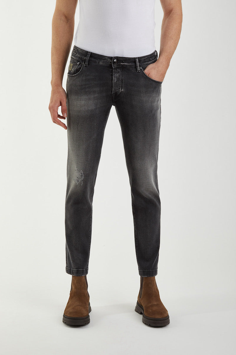 Pantalone denim nero 5 tasche Orvieto